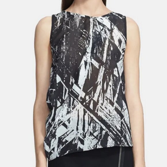 Helmut Lang Silk Meteor Asymmetrical Black White Top S - Picture 11 of 11